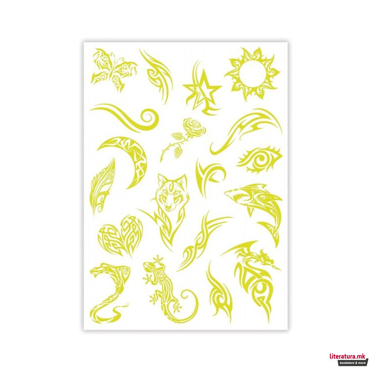 Сет за правење тетоважи, Crazy Chic, Glow in the Dark Tattoo 