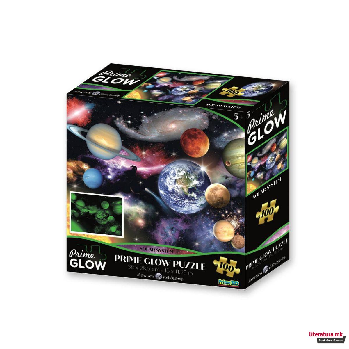 3D сложувалка - флуоресцентна, Solar System, 100 парчиња 