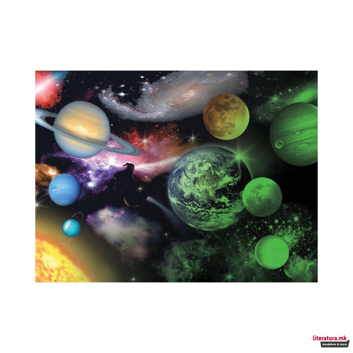 3D сложувалка - флуоресцентна, Solar System, 100 парчиња 