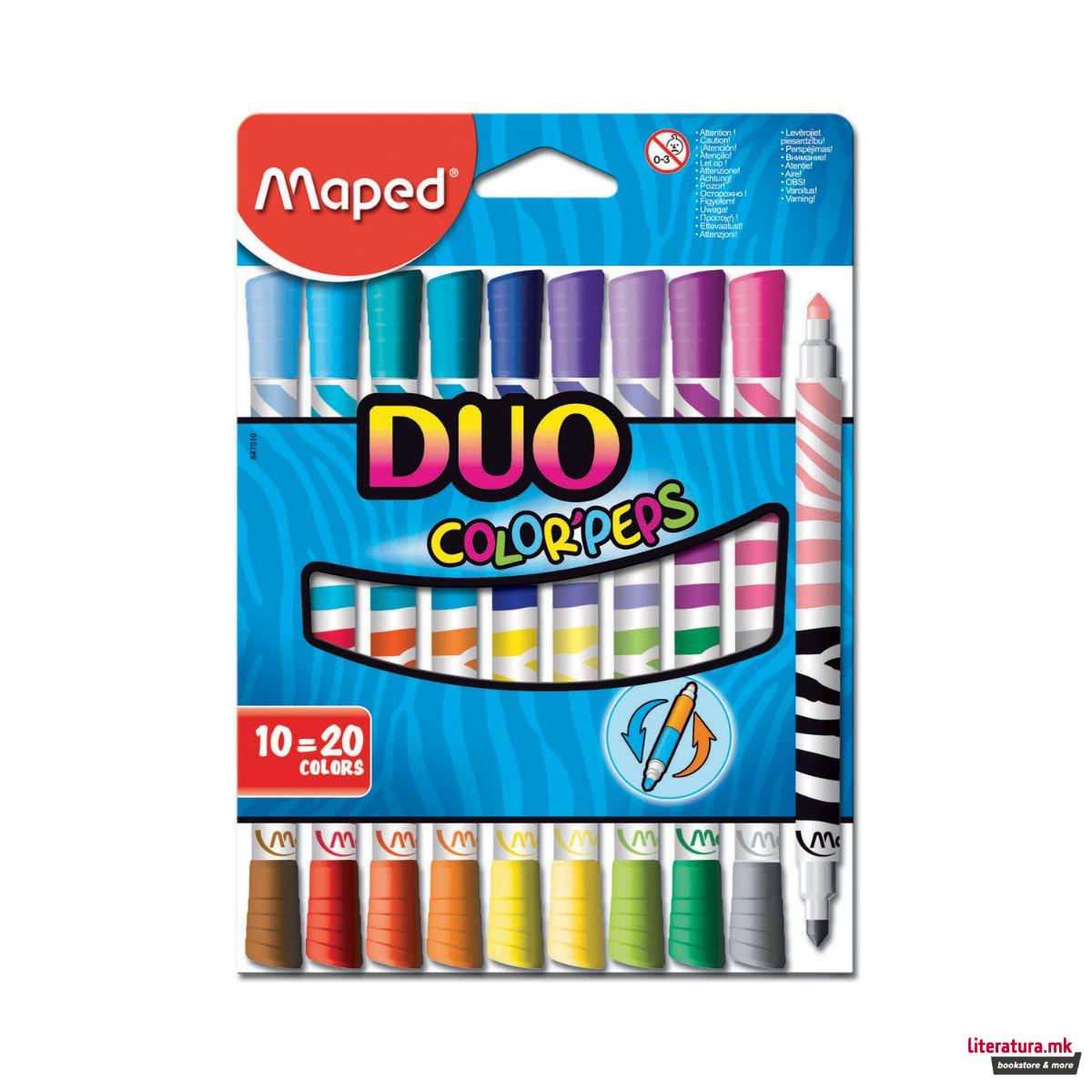 Фломастери - двострани, Color'Peps, 10=20 бои