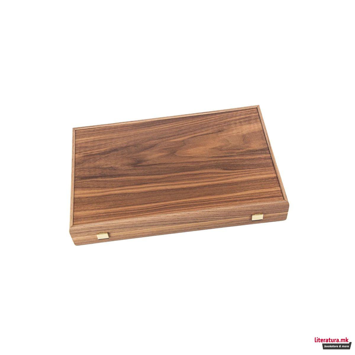 Сет за табла, Handcrafted Oak & American Walnut - Elegant Marquetry Design