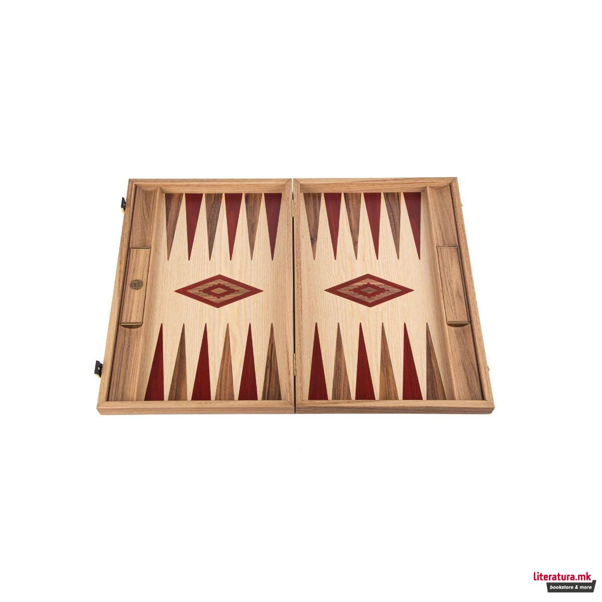 Сет за табла, Handcrafted Oak & American Walnut - Elegant Marquetry Design