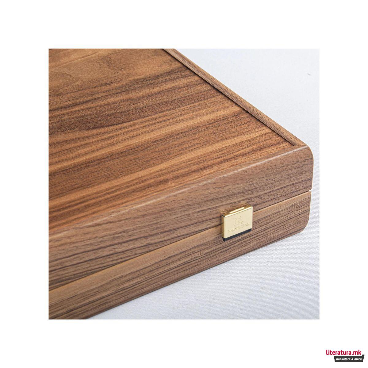 Сет за табла, Handcrafted Oak & American Walnut - Elegant Marquetry Design