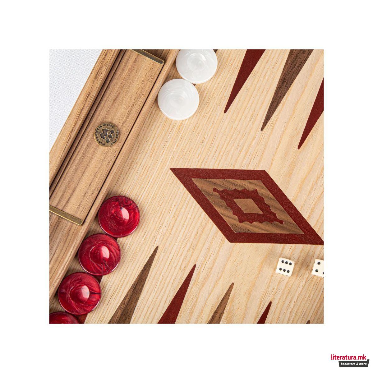 Сет за табла, Handcrafted Oak & American Walnut - Elegant Marquetry Design