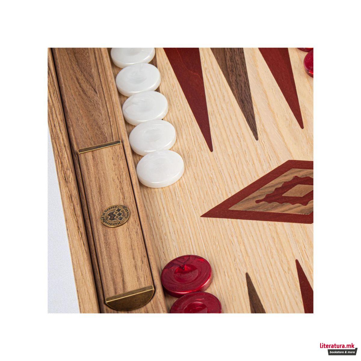 Сет за табла, Handcrafted Oak & American Walnut - Elegant Marquetry Design