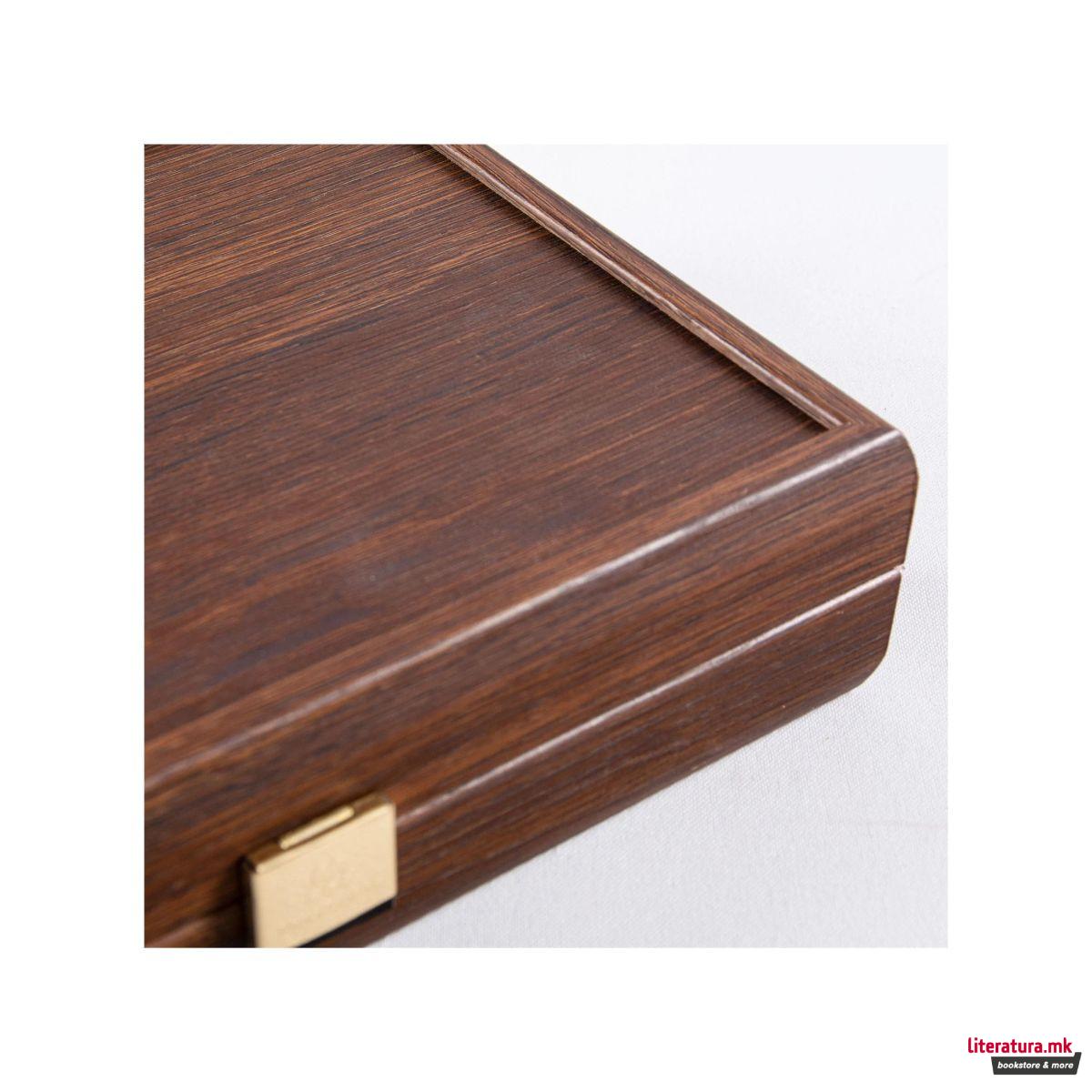 Луксузен домино сет во дрвена кутија, Dark Walnut Replica 