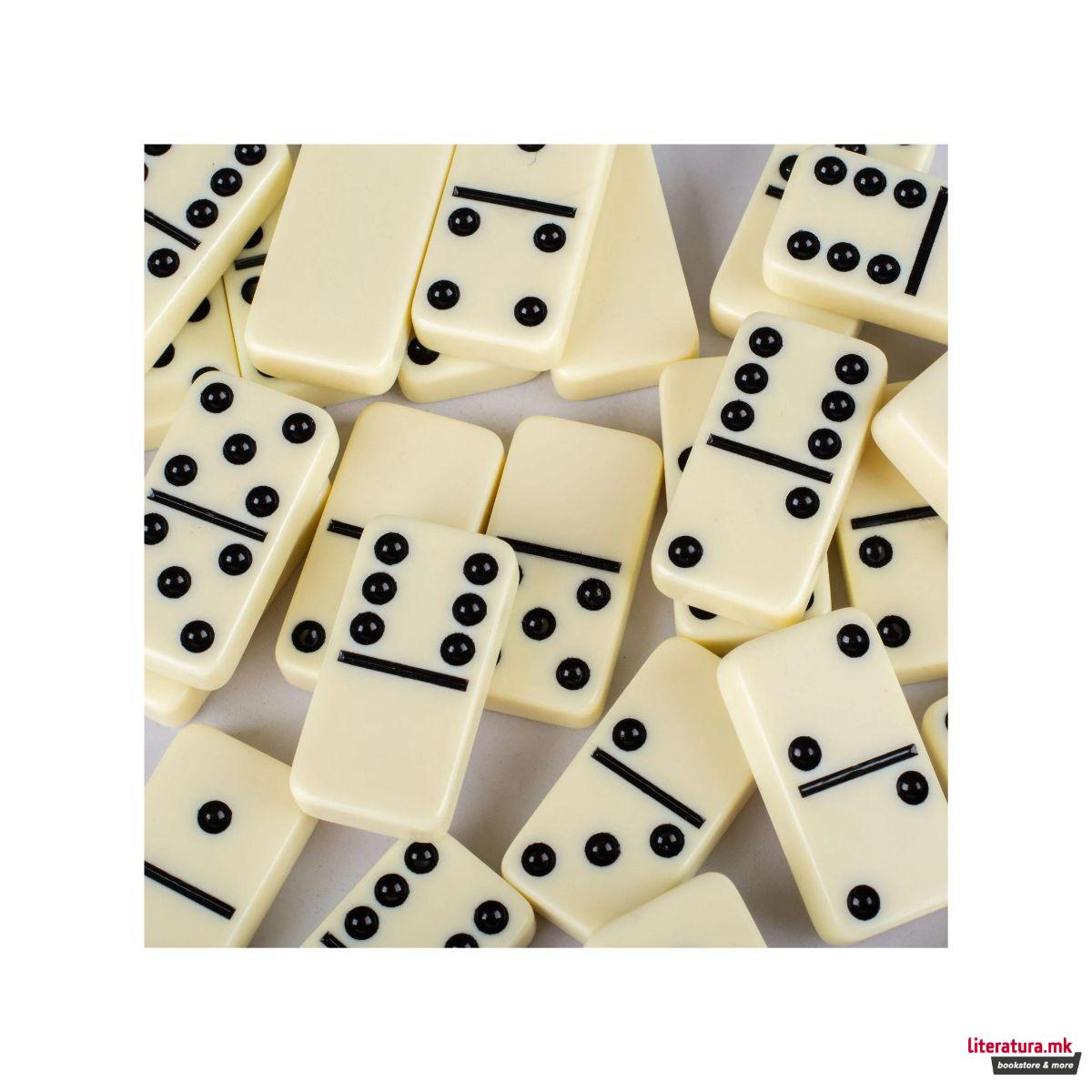 Луксузен домино сет во дрвена кутија, Dark Walnut Replica 