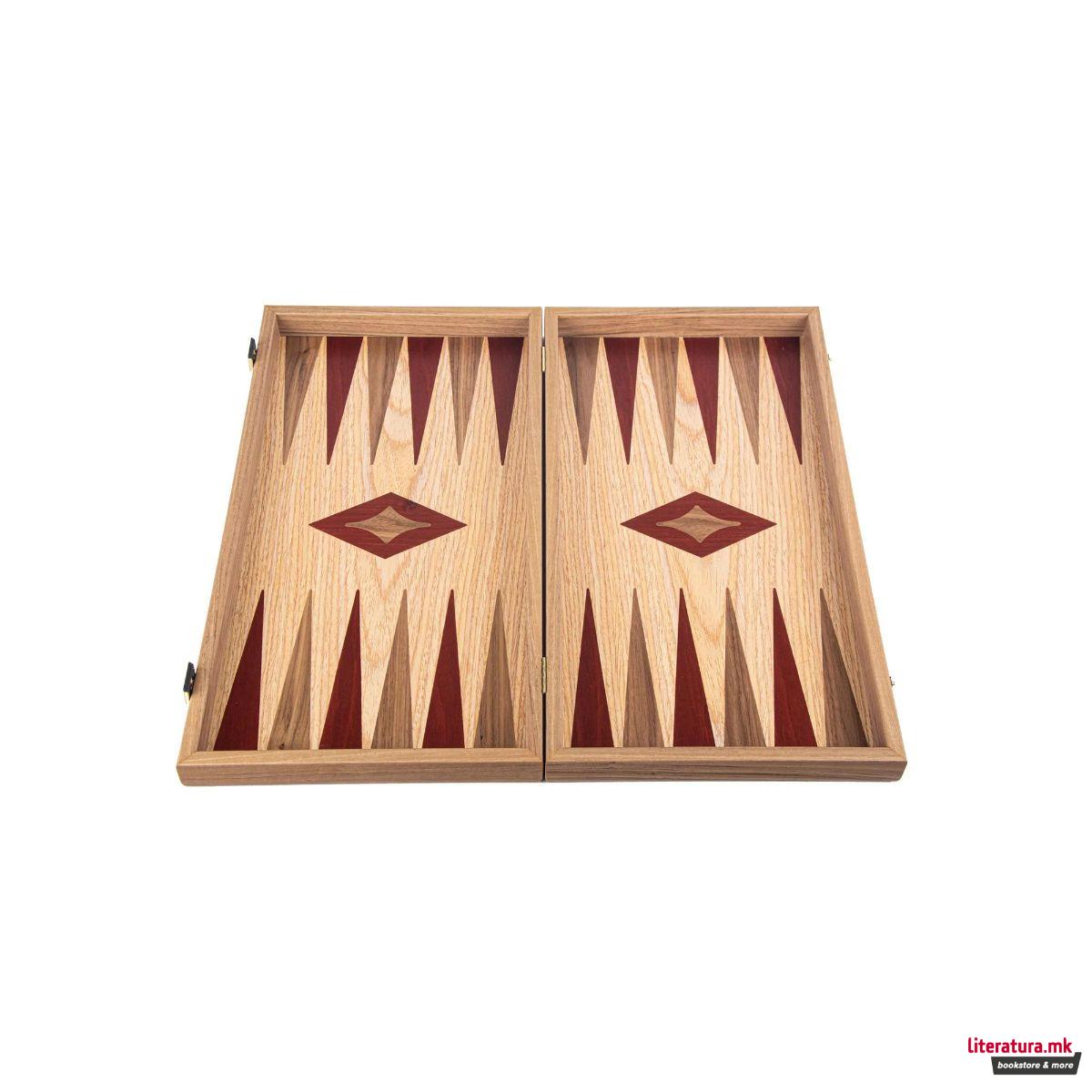Сет за табла, Handcrafted Oak & American Walnut - Elegant Marquetry Design