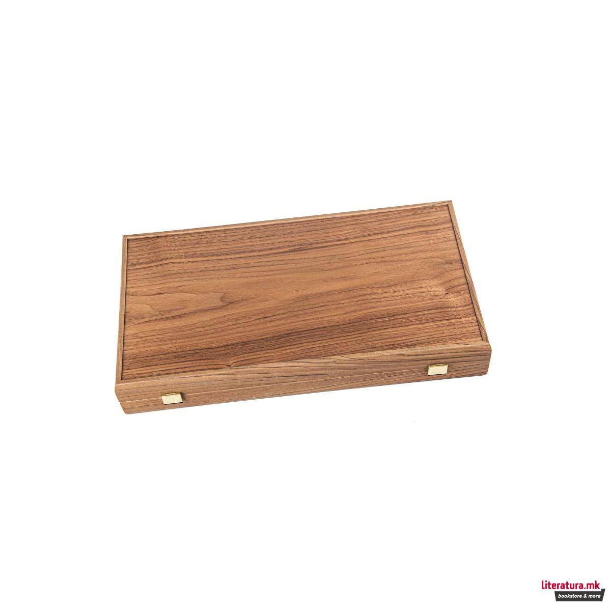 Сет за табла, Handcrafted Oak & American Walnut - Elegant Marquetry Design