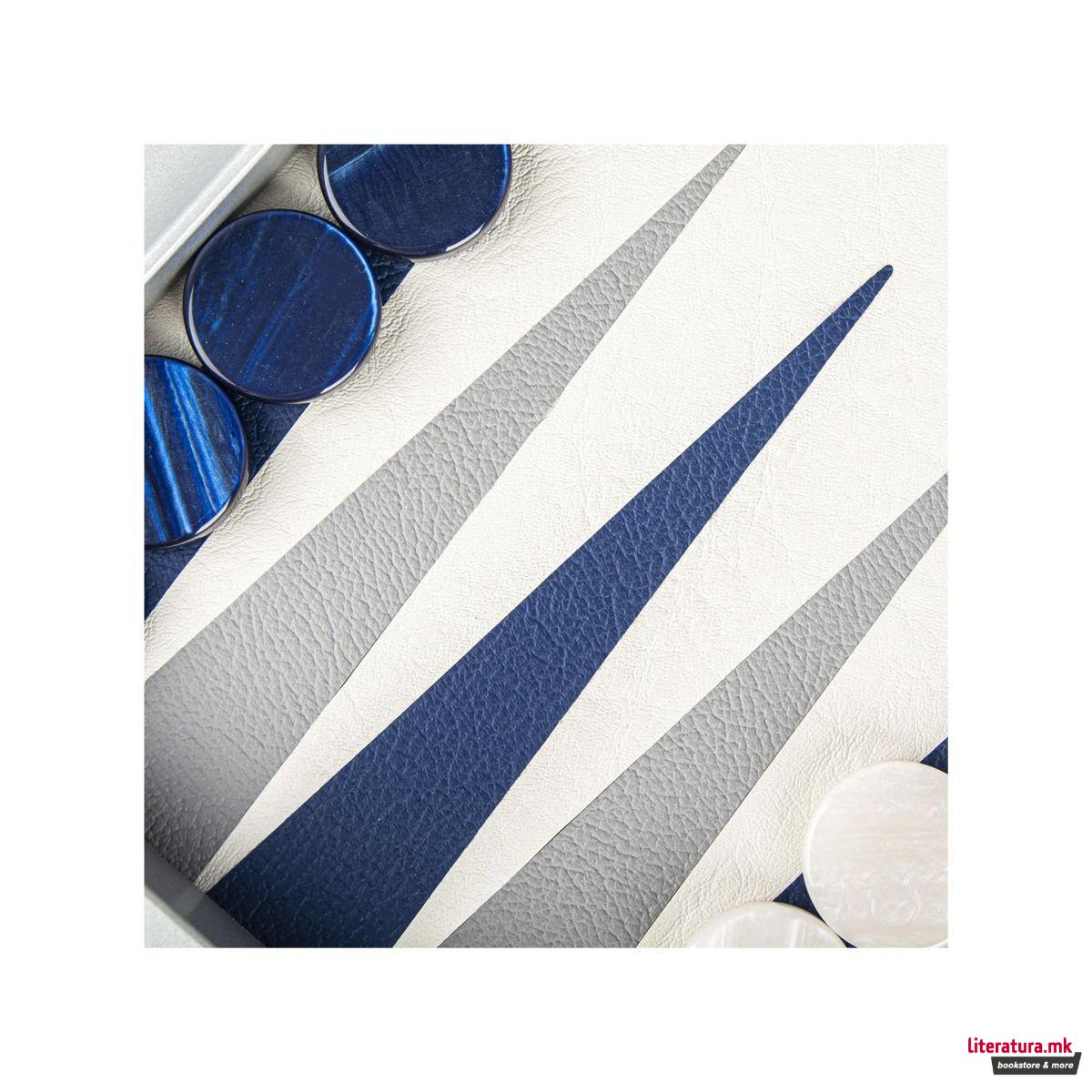 Сет за табла, Premium Handcrafted Leatherette Navy Blue