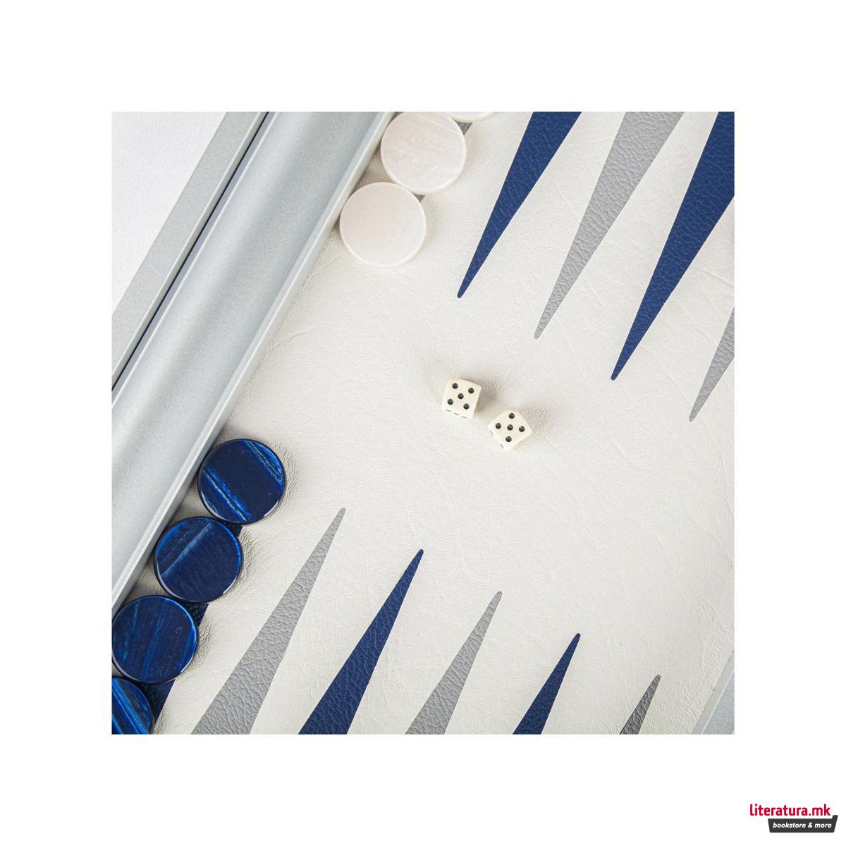 Сет за табла, Premium Handcrafted Leatherette Navy Blue