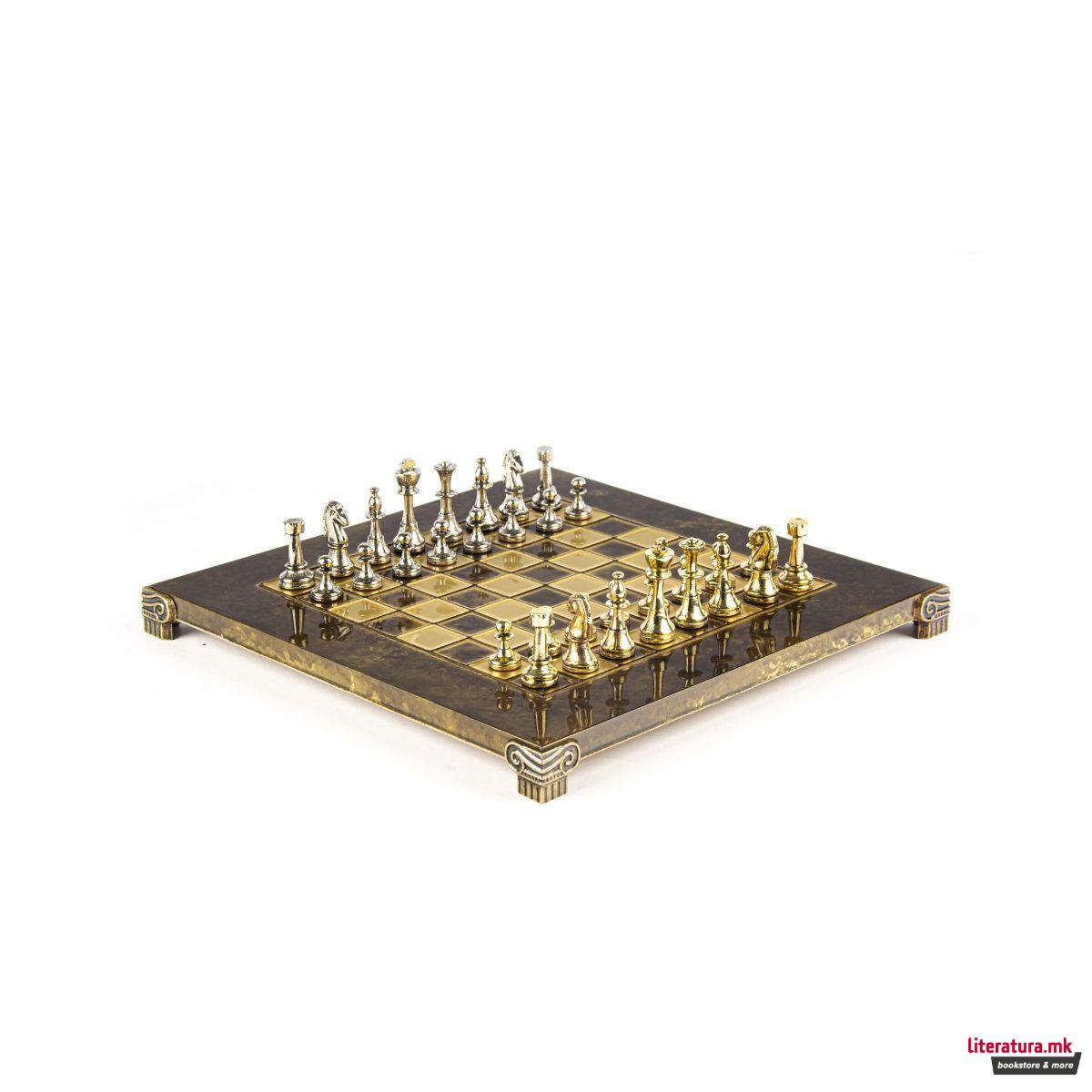 Сет за шах, Classic Metal Staunton, кафеав 