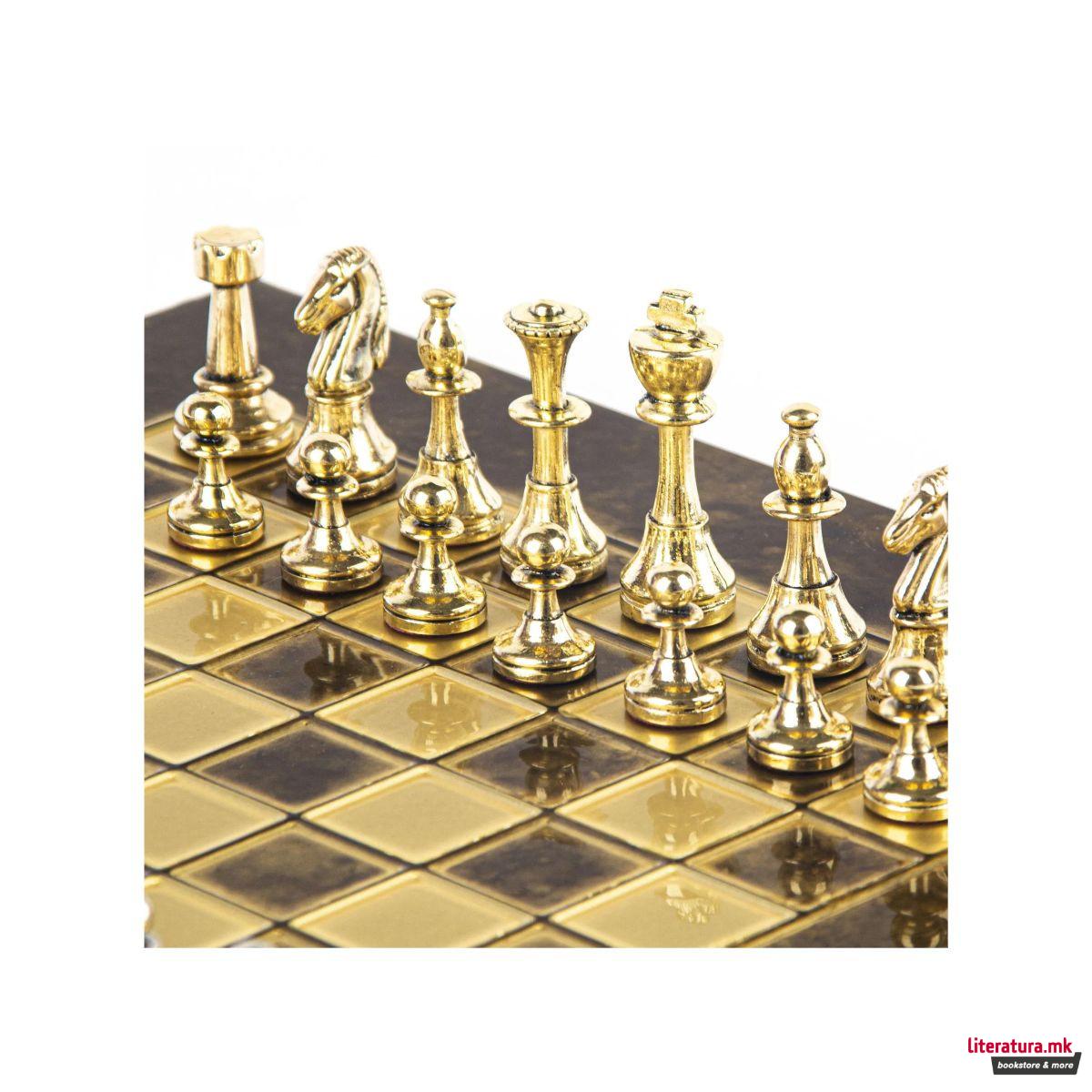 Сет за шах, Classic Metal Staunton, кафеав 