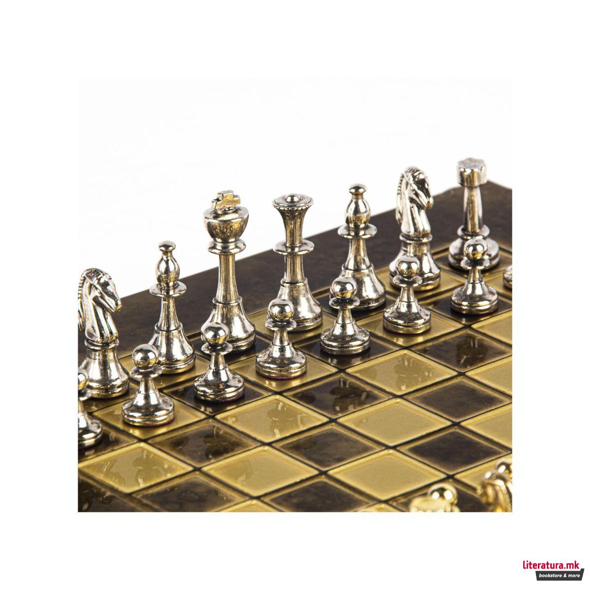 Сет за шах, Classic Metal Staunton, кафеав 