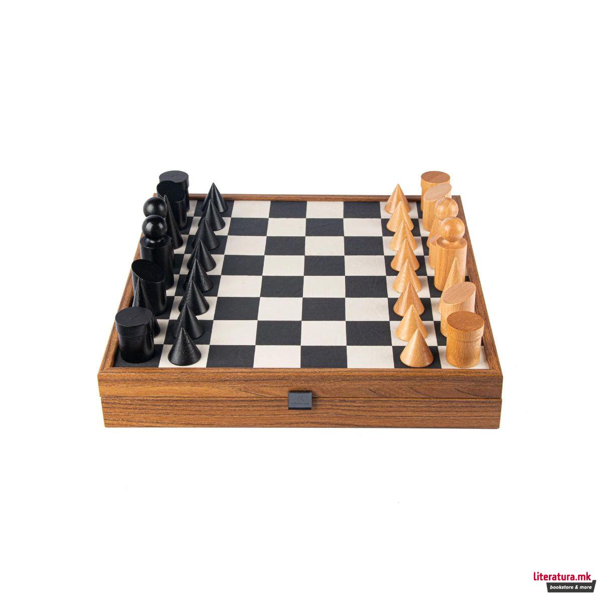 Сет за шах, Bauhaus Style, црн, 40 x 40 cm 