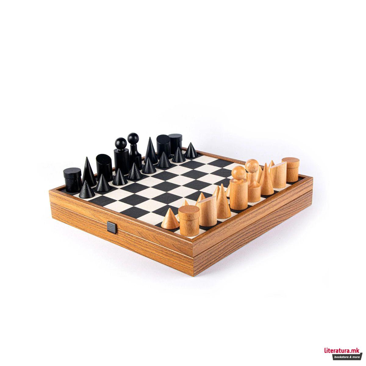 Сет за шах, Bauhaus Style, црн, 40 x 40 cm 