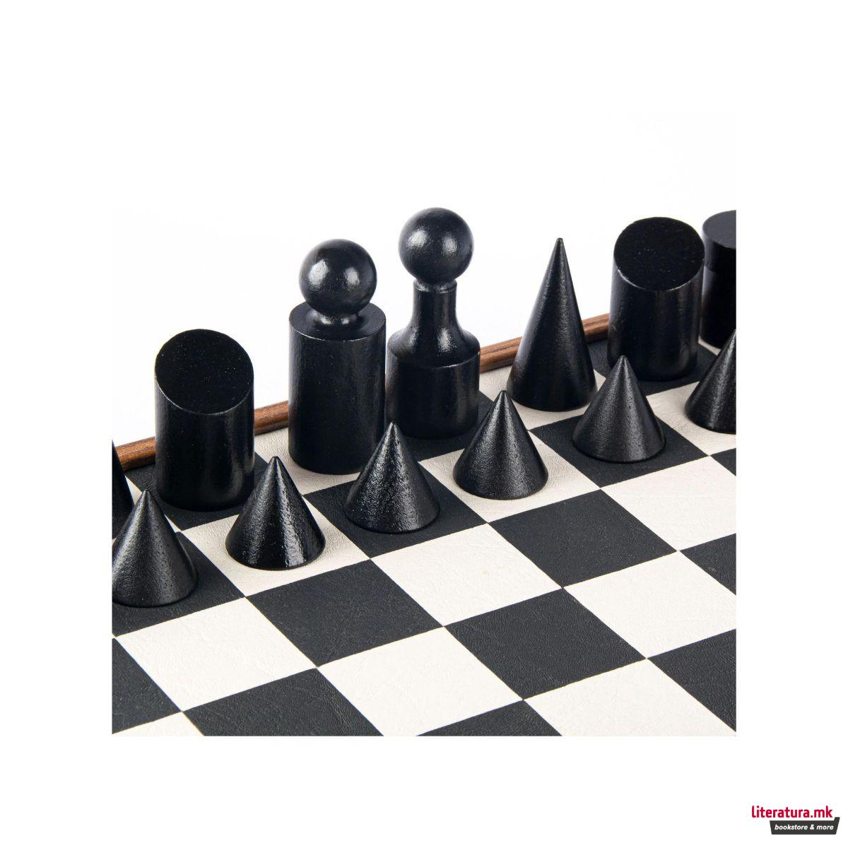 Сет за шах, Bauhaus Style, црн, 40 x 40 cm 