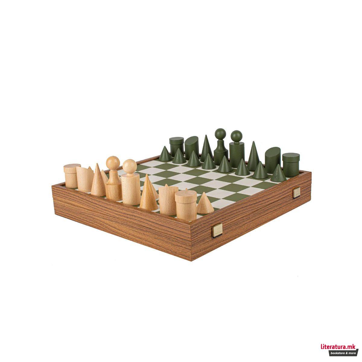 Сет за шах, Bauhaus Style, зелен, 40 x 40 cm 