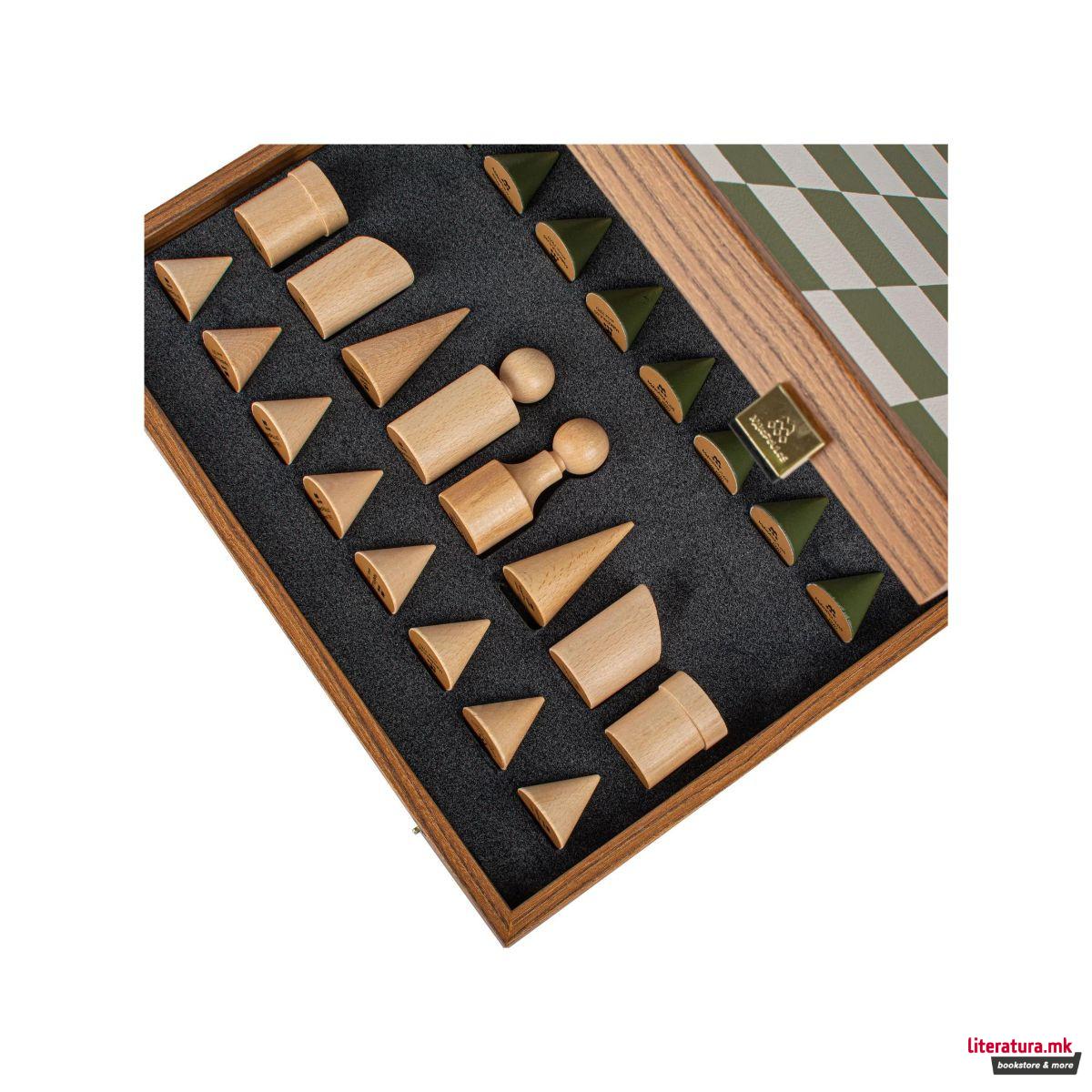 Сет за шах, Bauhaus Style, зелен, 40 x 40 cm 