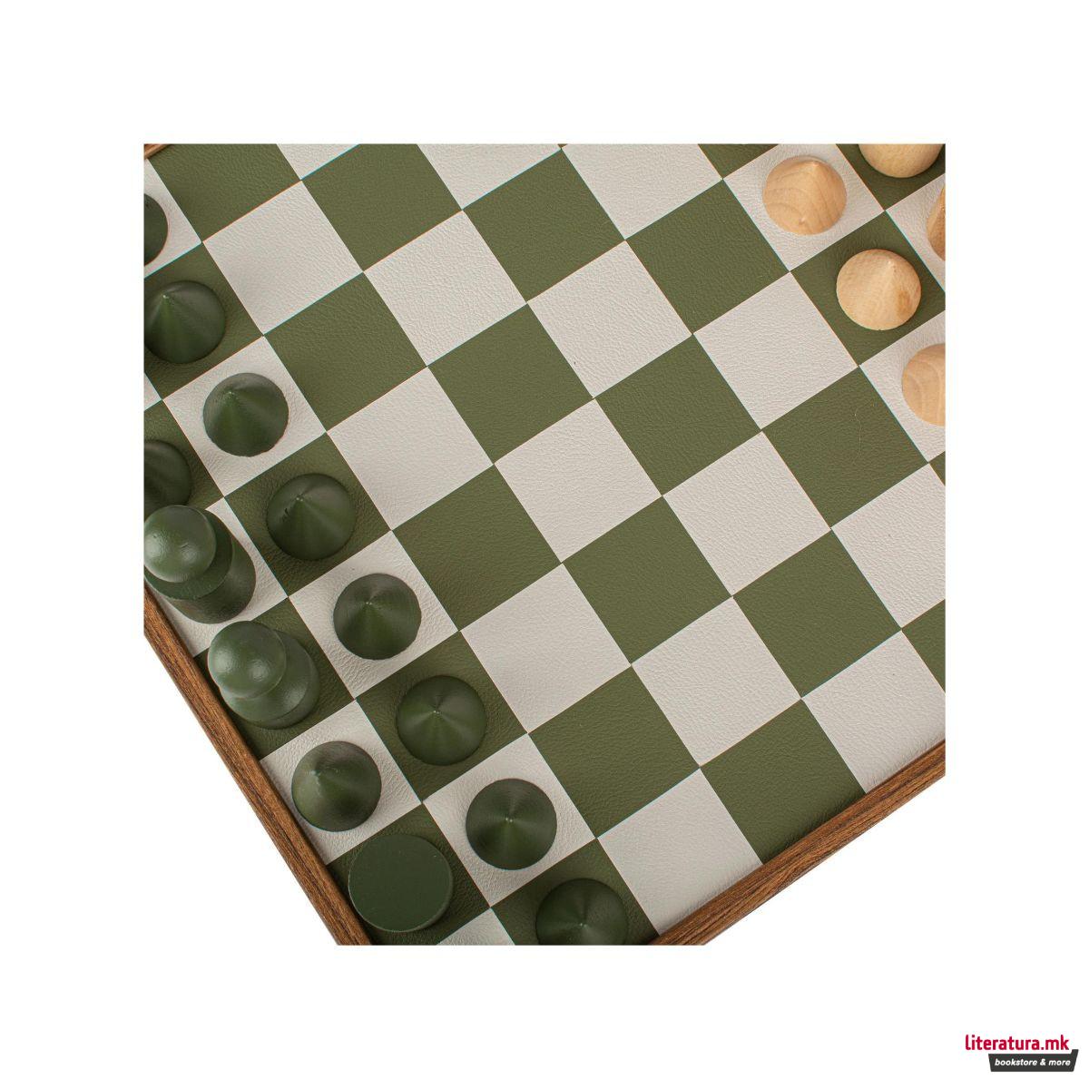 Сет за шах, Bauhaus Style, зелен, 40 x 40 cm 