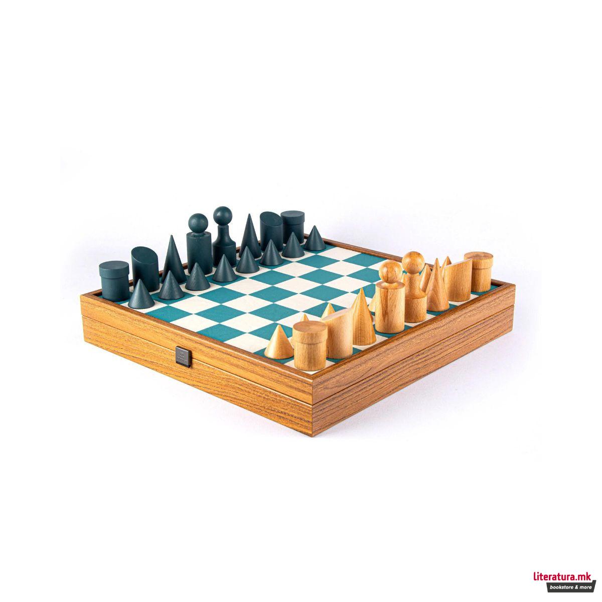 Сет за шах, Bauhaus Style, тиркизен, 40 x 40 cm