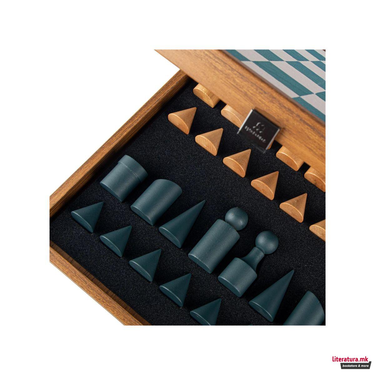 Сет за шах, Bauhaus Style, тиркизен, 40 x 40 cm