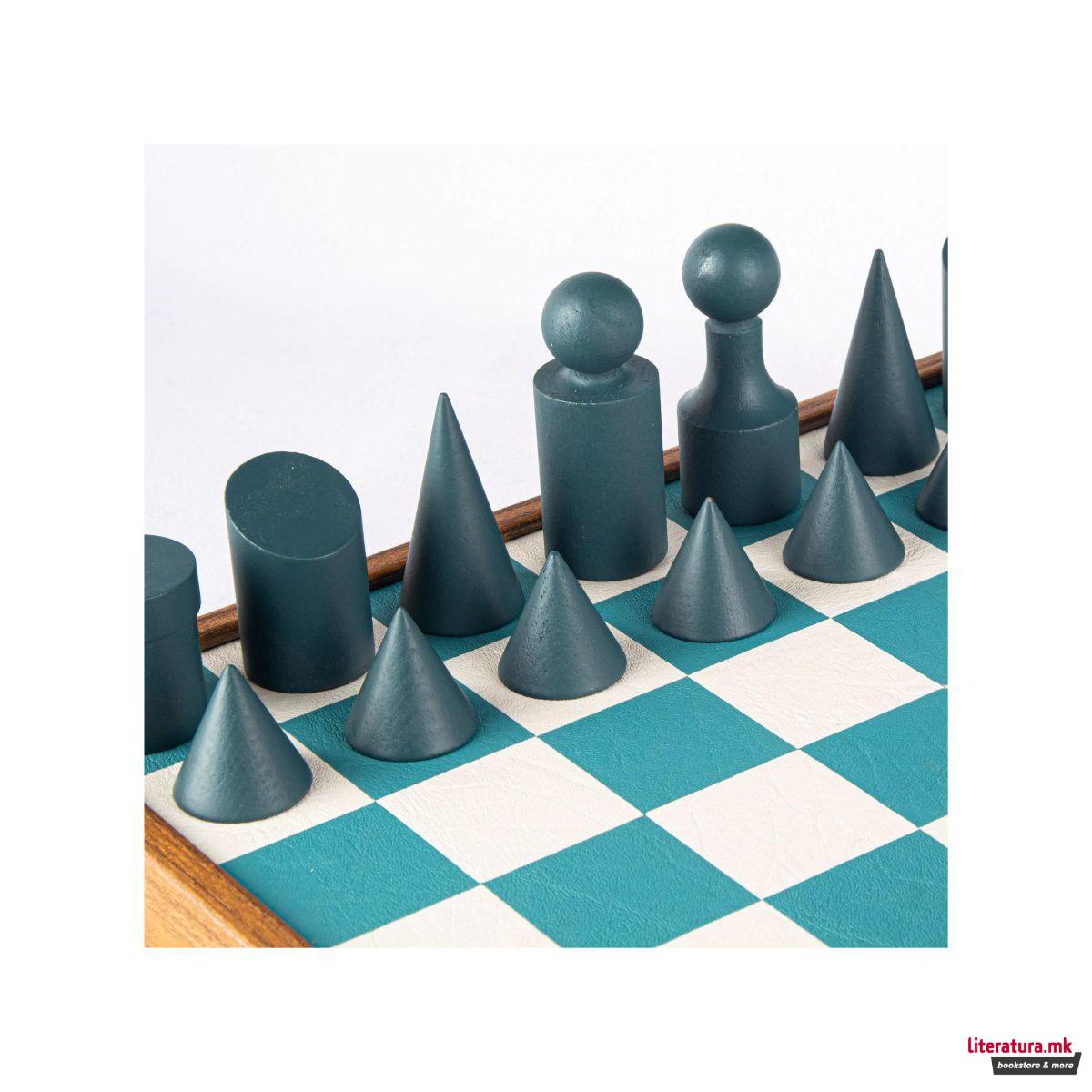 Сет за шах, Bauhaus Style, тиркизен, 40 x 40 cm