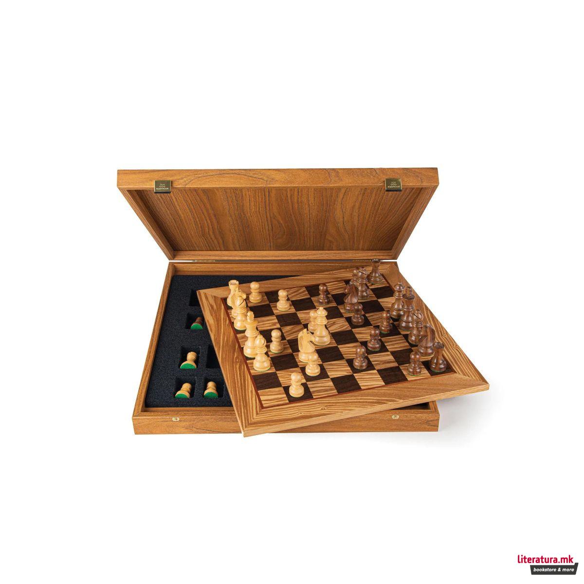 Сет за шах, Olive Burl со Staunton фигури, 40 x 40 cm