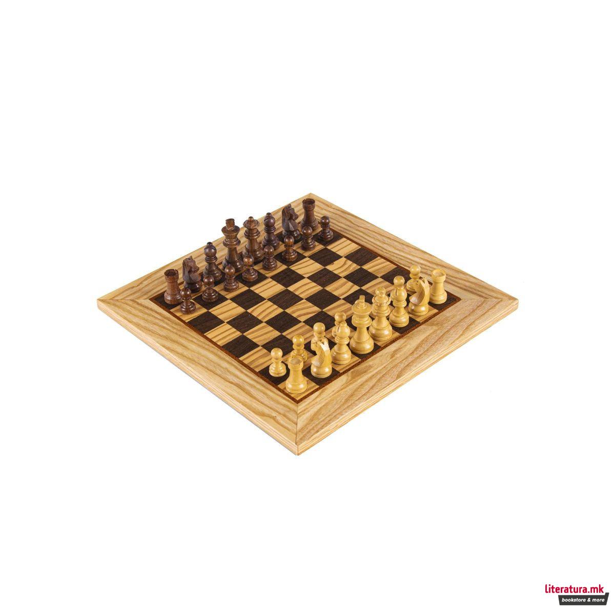 Сет за шах, Olive Burl со Staunton фигури, 40 x 40 cm