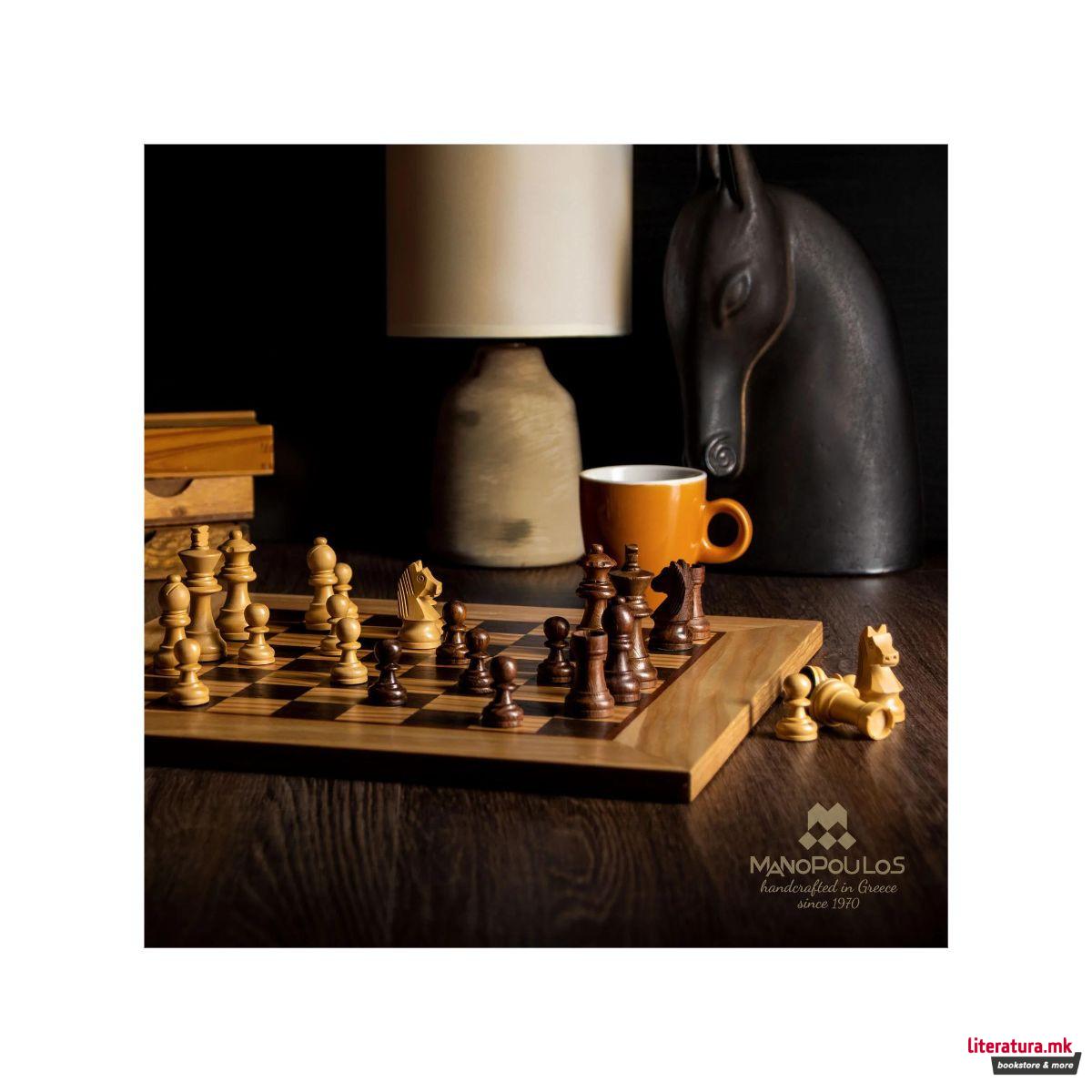 Сет за шах, Olive Burl со Staunton фигури, 40 x 40 cm