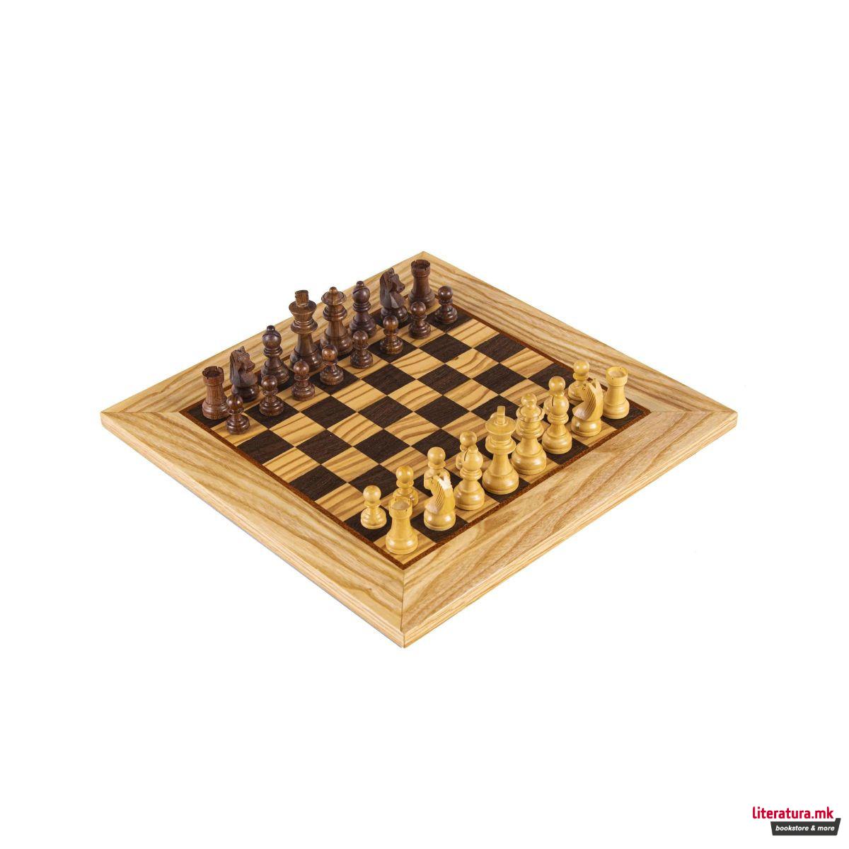 Сет за шах, Olive Burl со Staunton фигури, 50 x 50 cm 