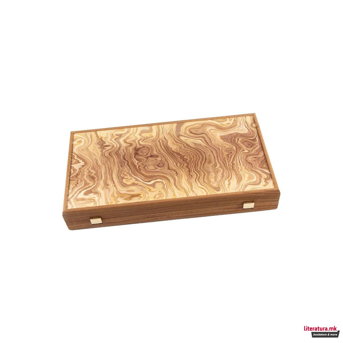 Сет за табла, Premium Handcrafted Olive Burl, голема 