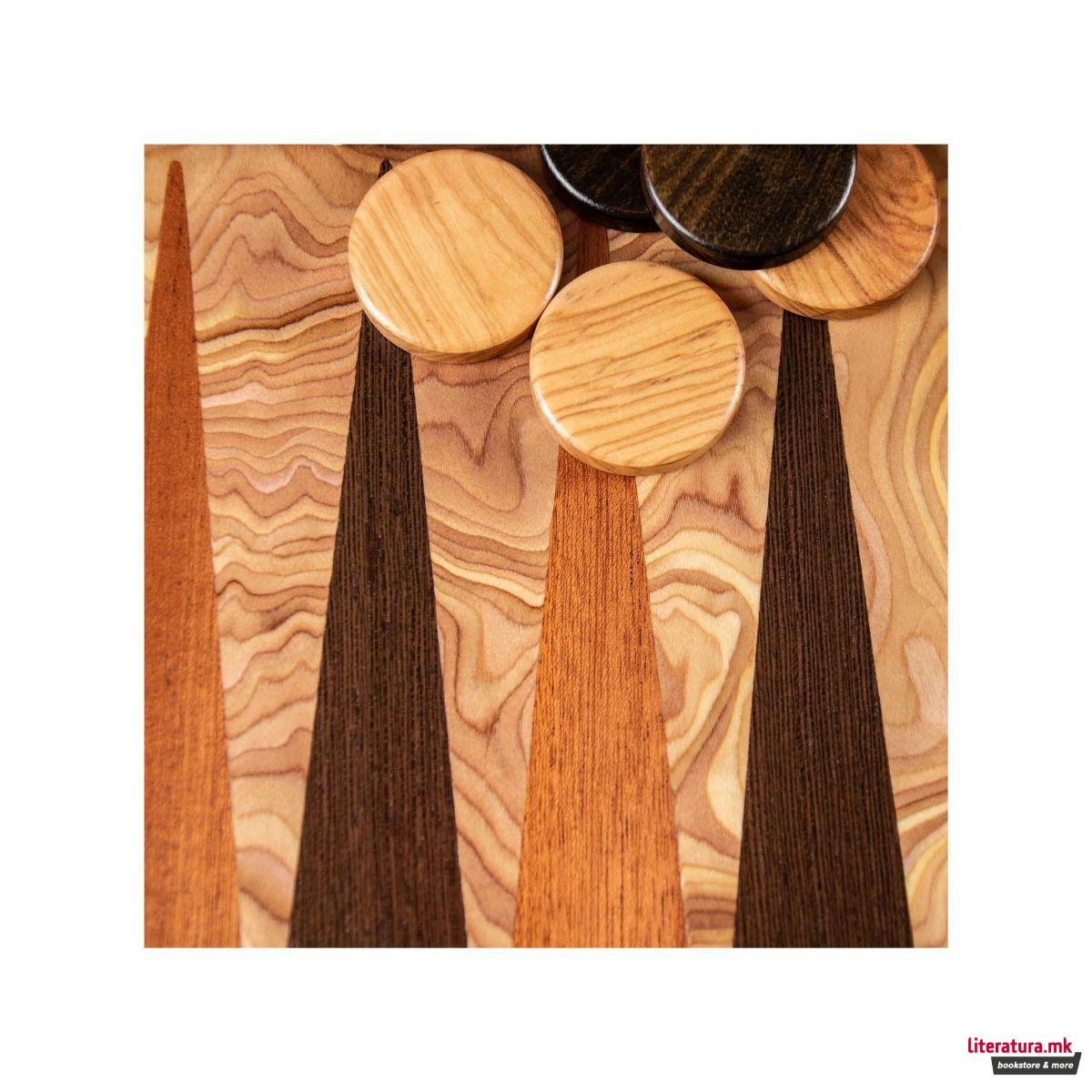 Сет за табла, Premium Handcrafted Olive Burl, голема 