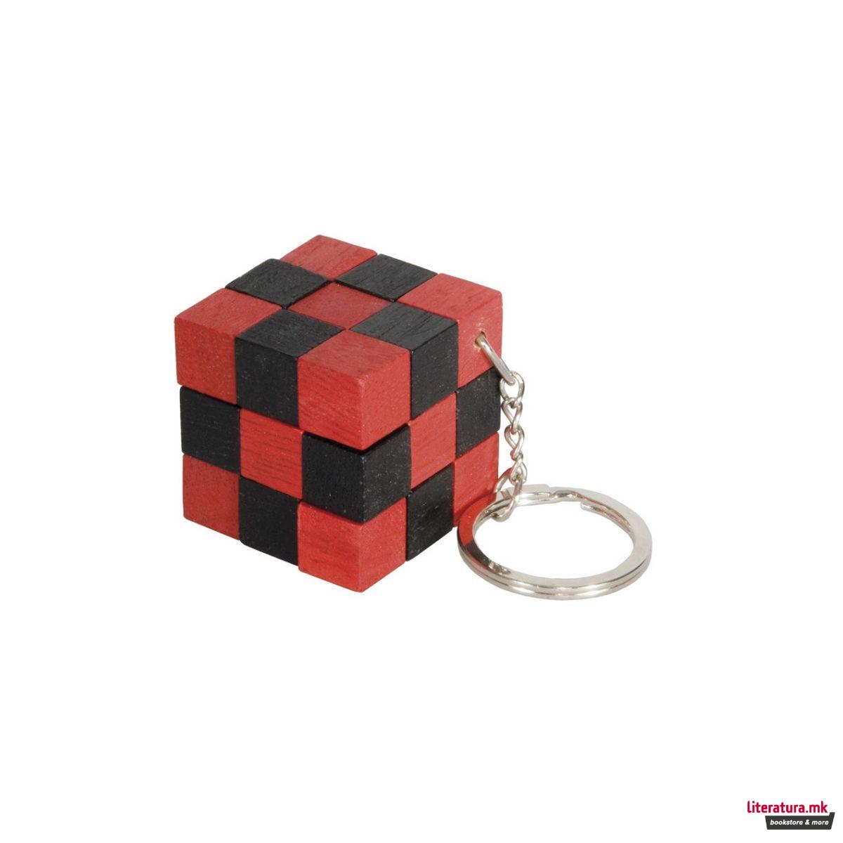 Приврзок за клучеви - IQ тест, Magical Snake Cube - црно-црвен 