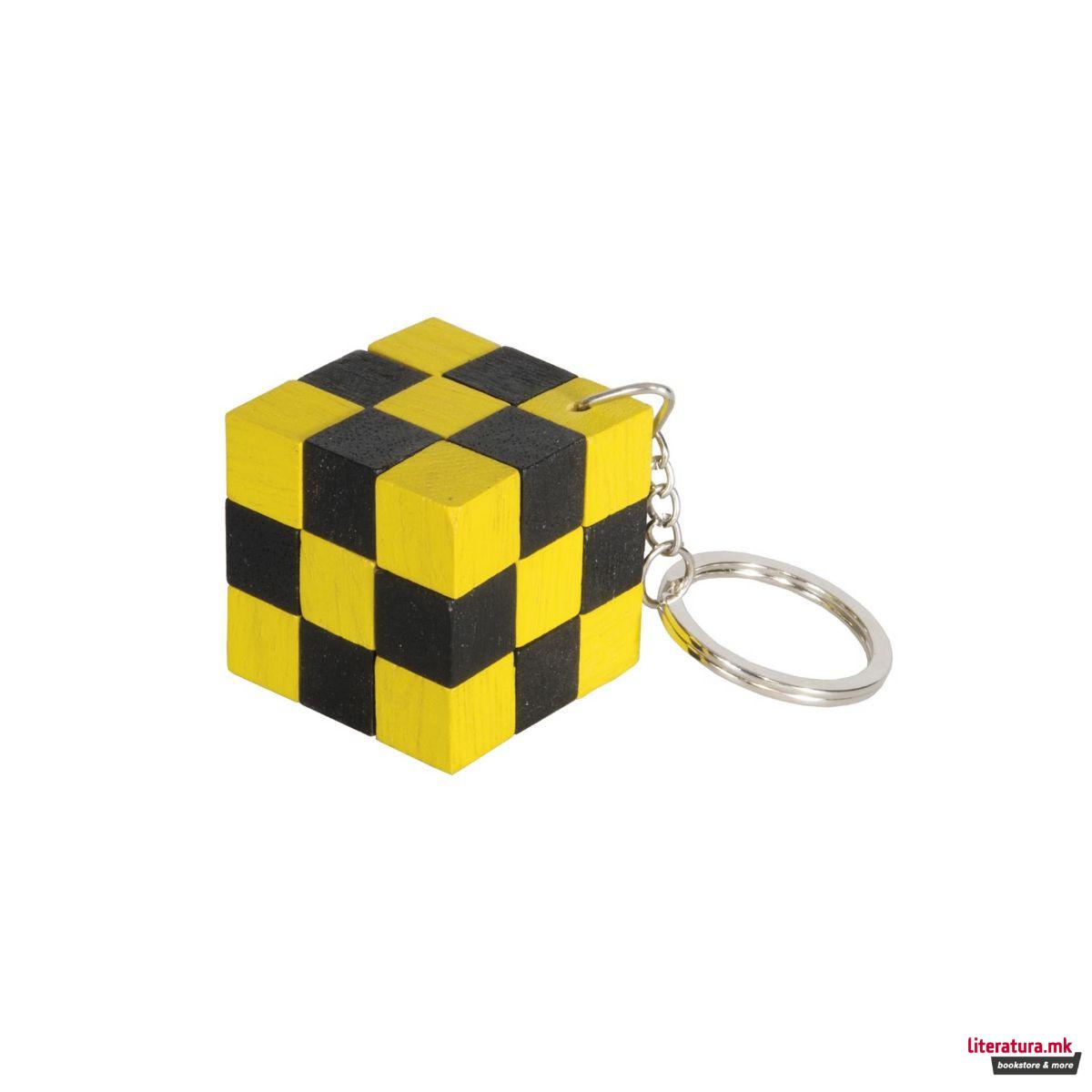 Приврзок за клучеви - IQ тест, Magical Snake Cube - црно-жолт 