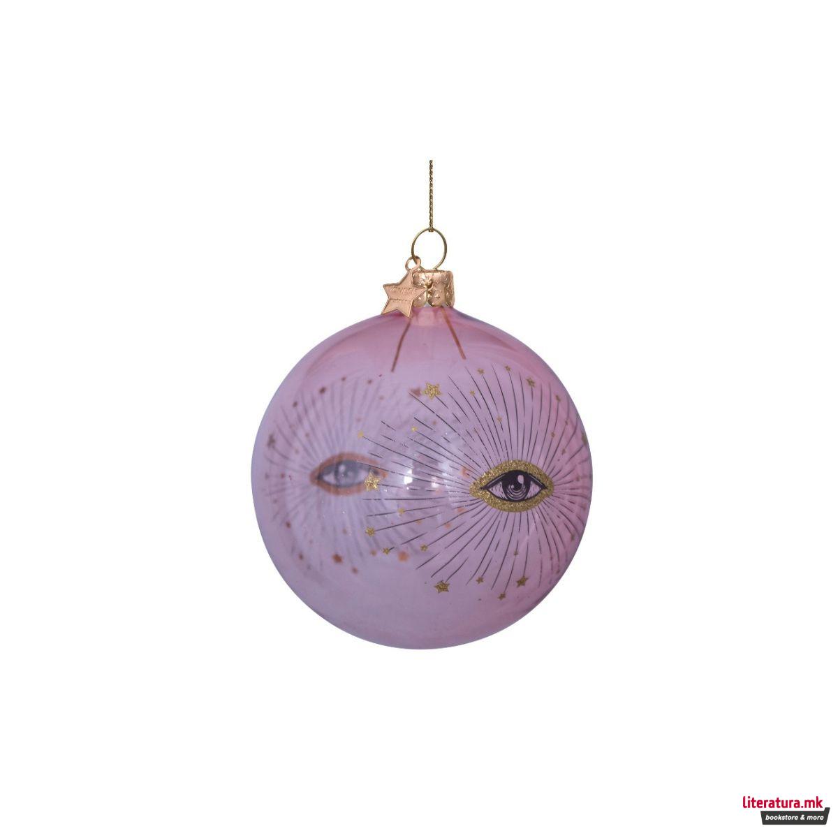Лампион, Pink Transparent Bauble with Gold Eye 