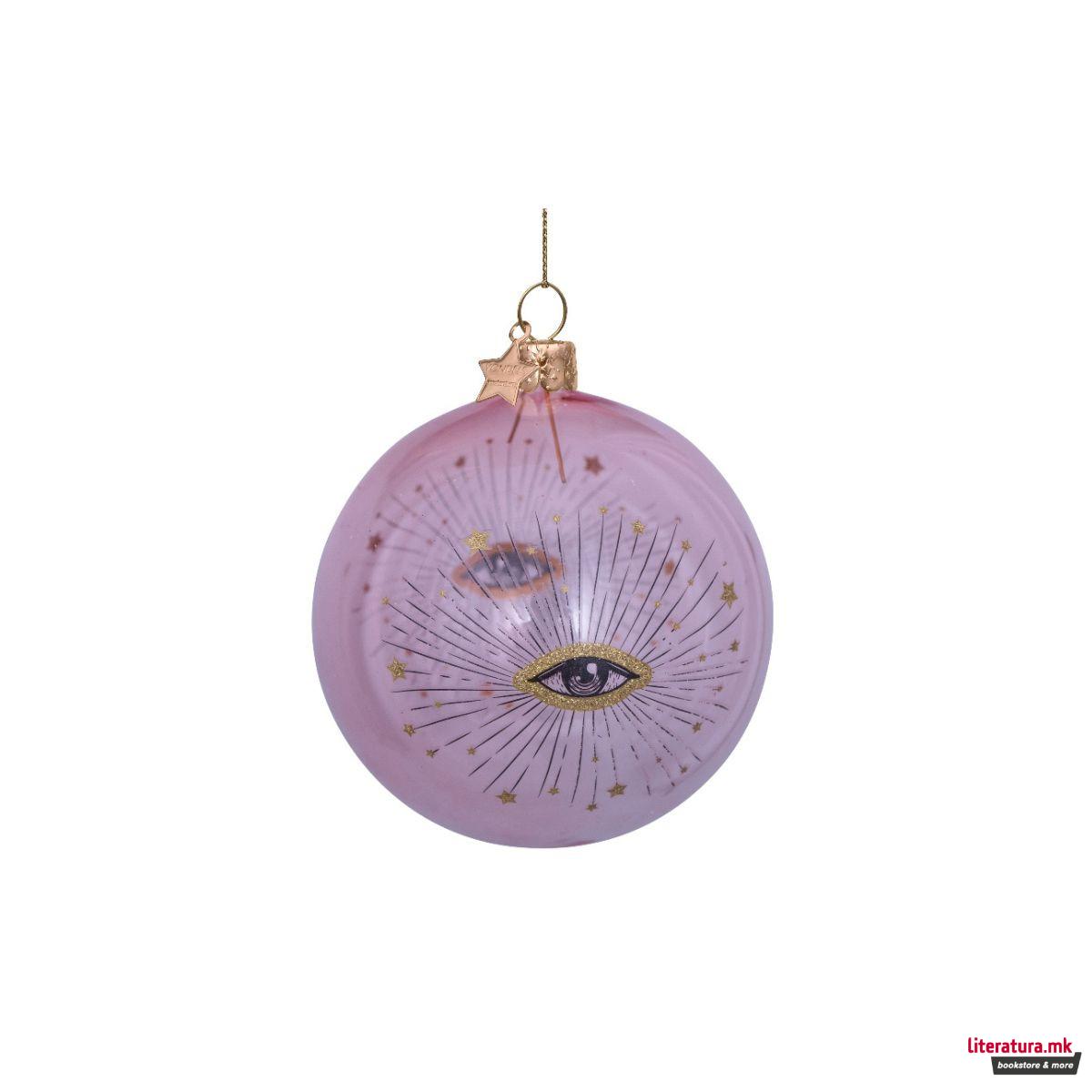 Лампион, Pink Transparent Bauble with Gold Eye 
