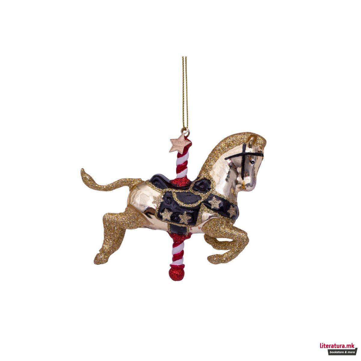 Лампион, Shiny Gold Carousel Horse, 9 cm 