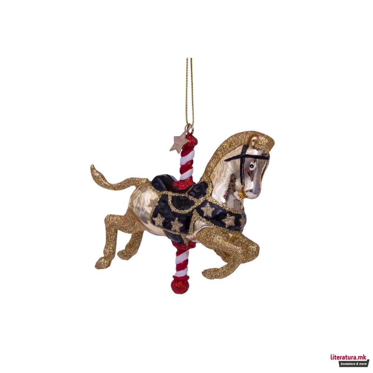 Лампион, Shiny Gold Carousel Horse, 9 cm 