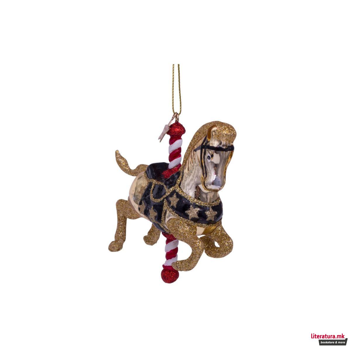 Лампион, Shiny Gold Carousel Horse, 9 cm 