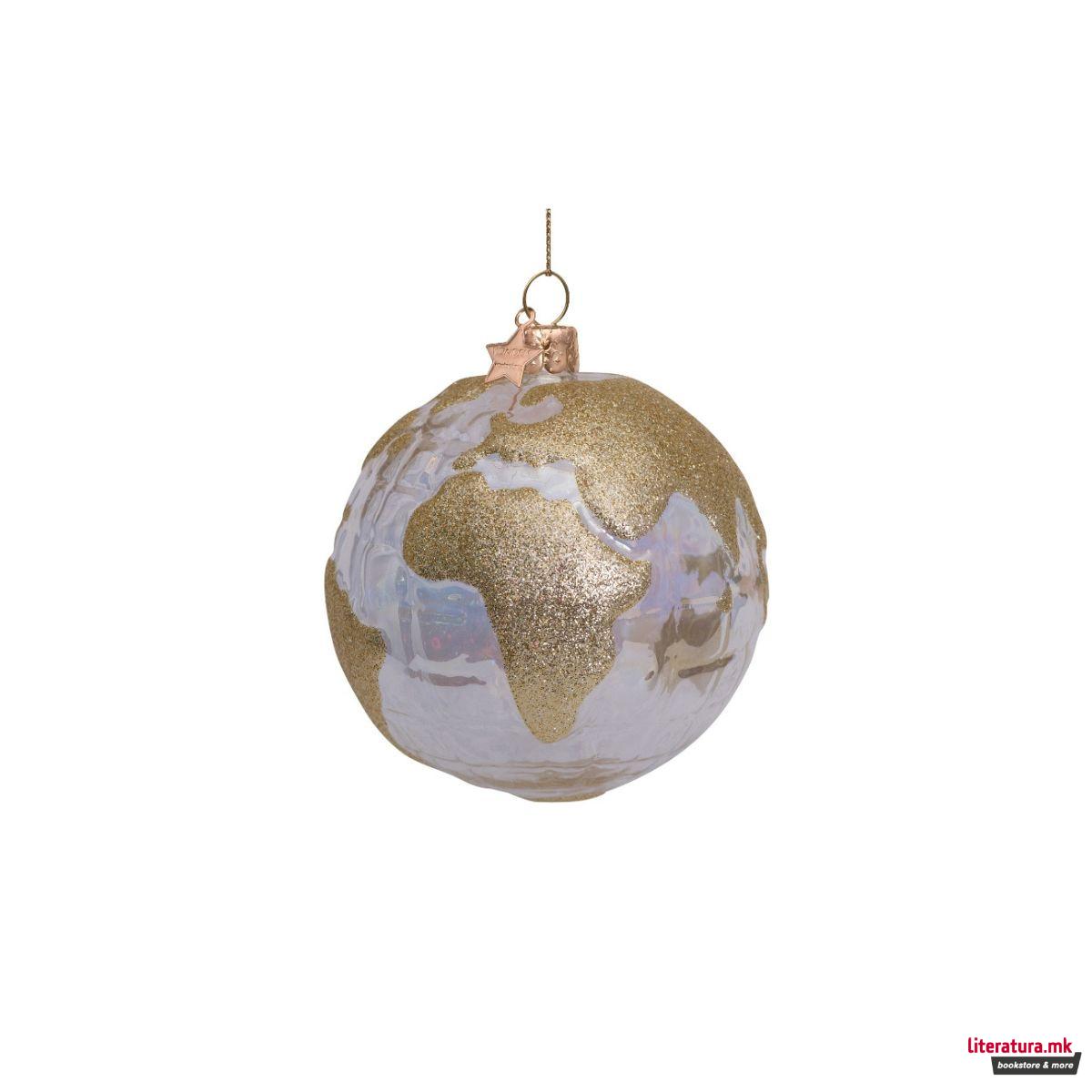 Лампион, Globe with Gold Glitter, 10 cm 