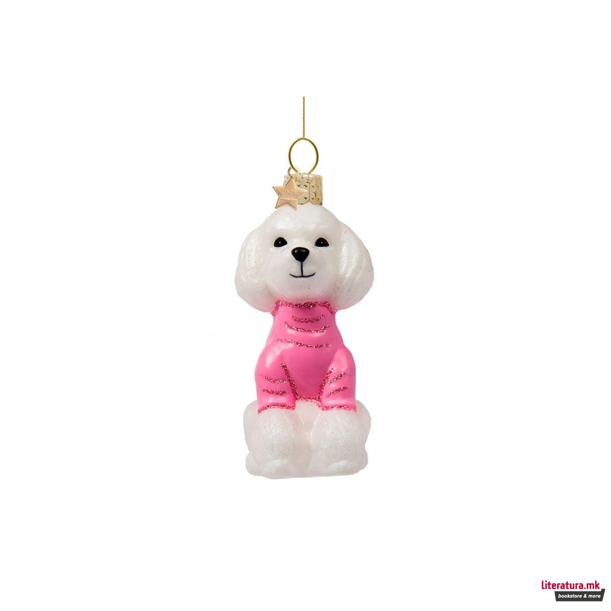 Лампион, White Poodle with Pink T-Shirt, 8 cm 
