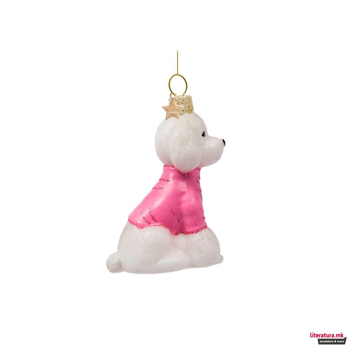 Лампион, White Poodle with Pink T-Shirt, 8 cm 