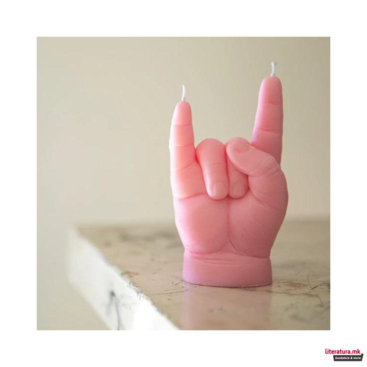 Свеќа, Baby Hand Candle, You Rock, розева 