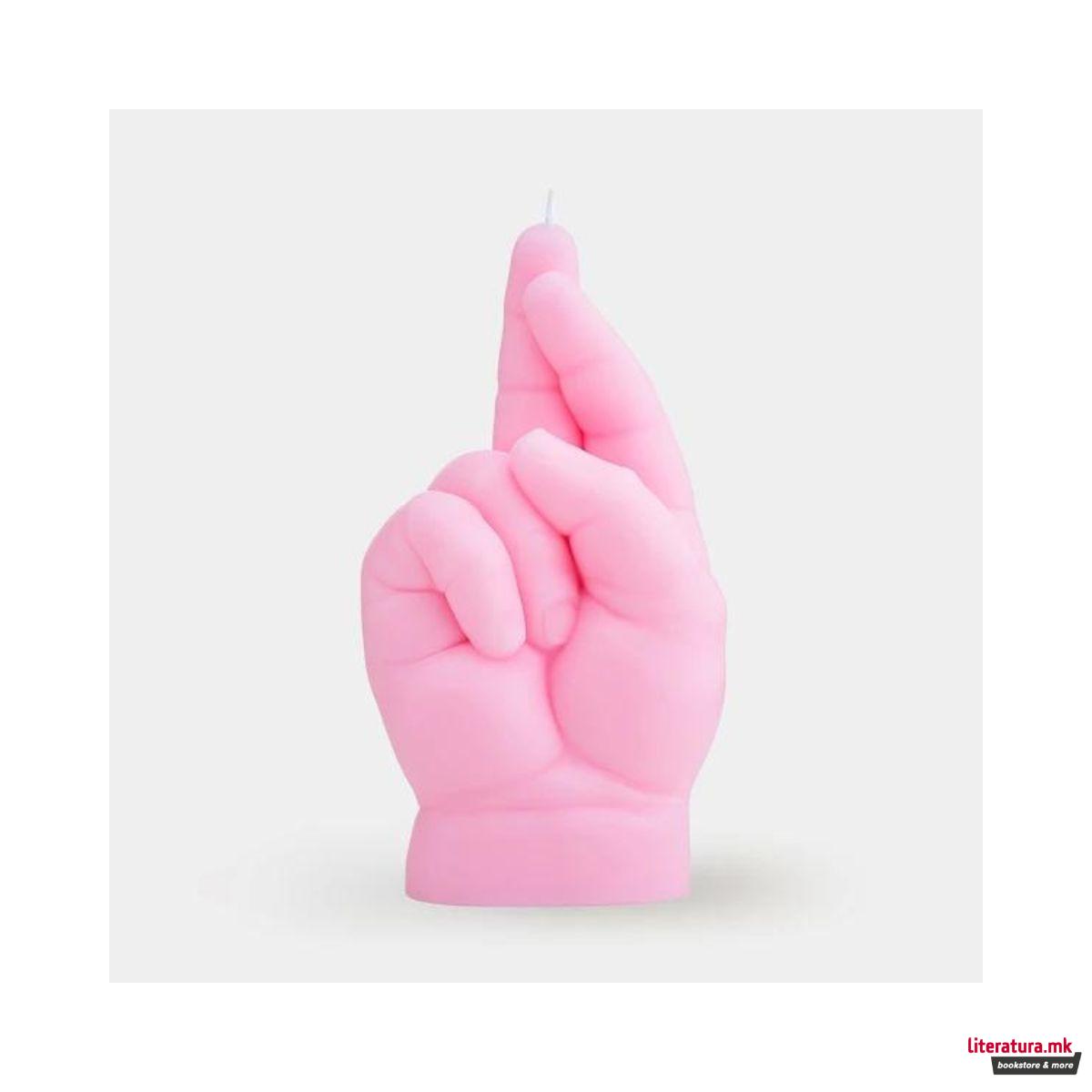 Свеќа, Baby Hand Candle, Crossed Fingers, розева 