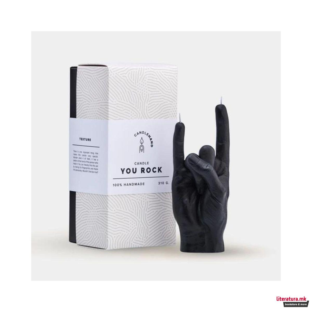 Свеќа, Hand Gesture Candles, You Rock, црна 