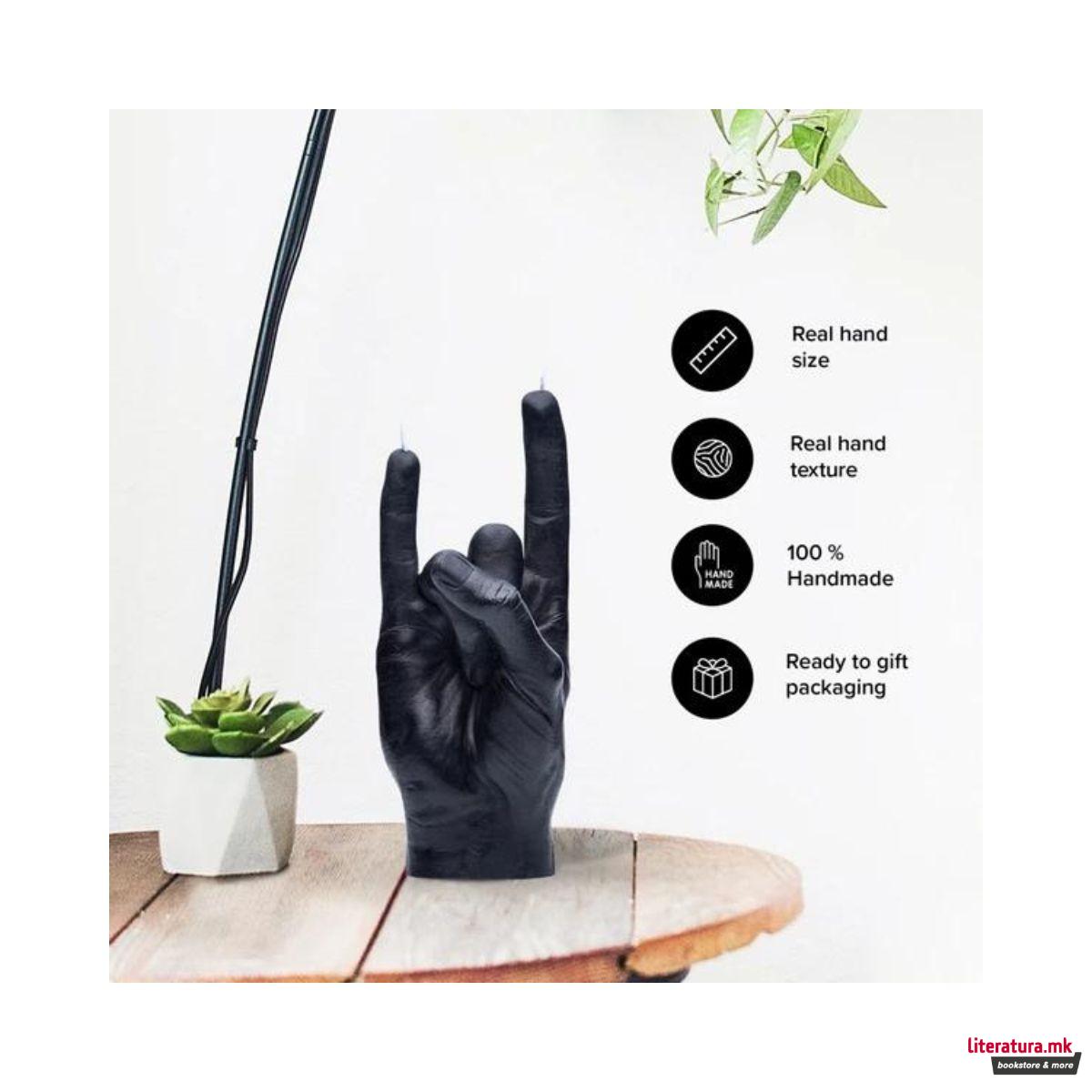 Свеќа, Hand Gesture Candles, You Rock, црна 