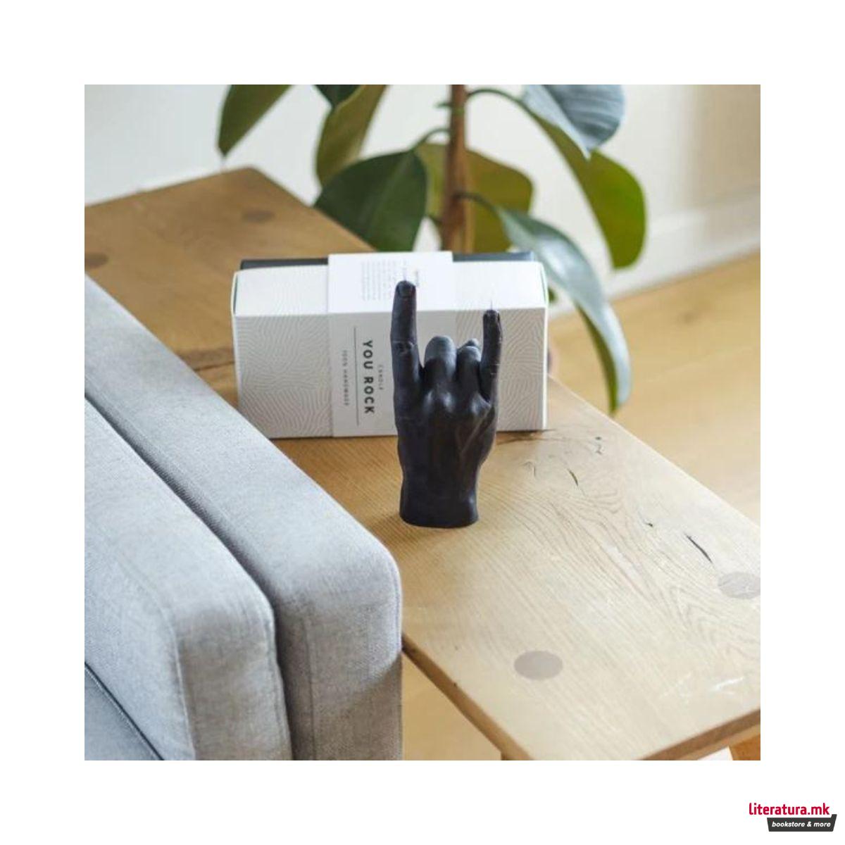 Свеќа, Hand Gesture Candles, You Rock, црна 