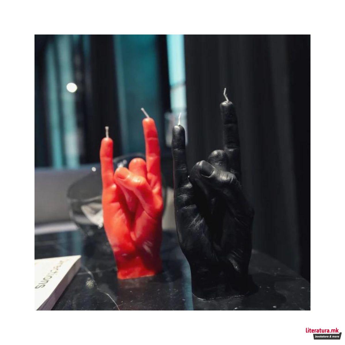 Свеќа, Hand Gesture Candles, You Rock, црна 
