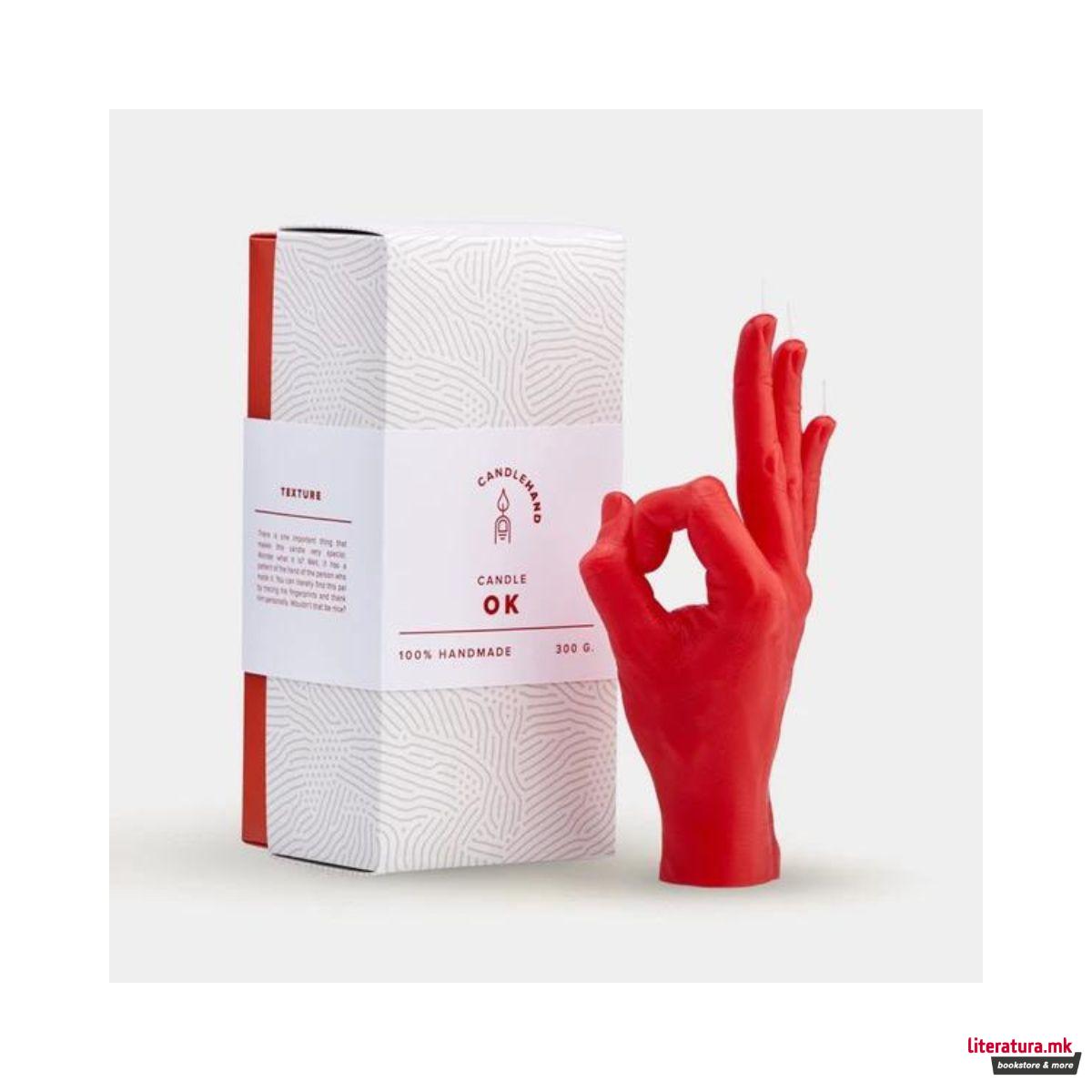 Свеќа, Hand Gesture Candles, OK, црвена 